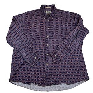 Vintage 90s Sears Roebuck Geometric Diamond Print Shirt XL Single Needle Cotton